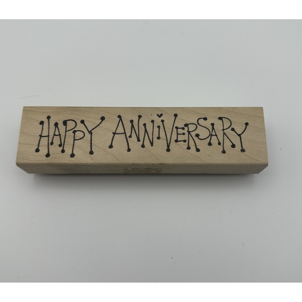Judith Happy Anniversary I-21 Sayings Sketch Wood Mount Rubber Stamp Vintage New